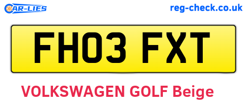 FH03FXT are the vehicle registration plates.
