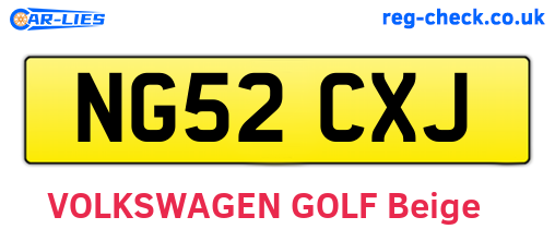 NG52CXJ are the vehicle registration plates.