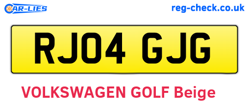RJ04GJG are the vehicle registration plates.