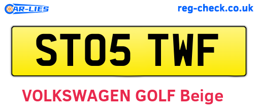 ST05TWF are the vehicle registration plates.