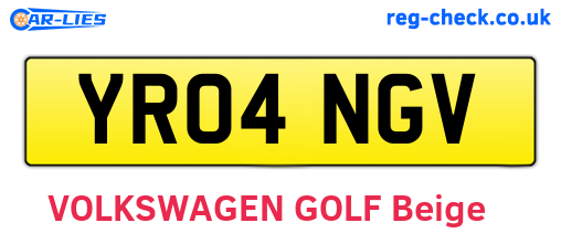 YR04NGV are the vehicle registration plates.