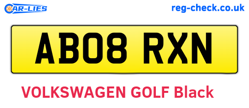 AB08RXN are the vehicle registration plates.