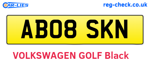 AB08SKN are the vehicle registration plates.