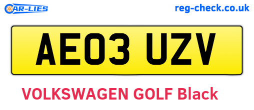 AE03UZV are the vehicle registration plates.