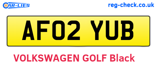 AF02YUB are the vehicle registration plates.