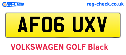 AF06UXV are the vehicle registration plates.