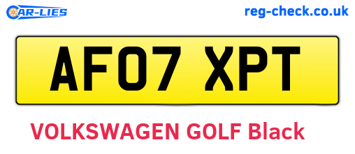 AF07XPT are the vehicle registration plates.