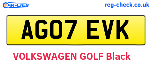 AG07EVK are the vehicle registration plates.