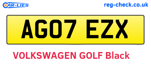 AG07EZX are the vehicle registration plates.