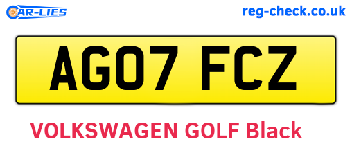 AG07FCZ are the vehicle registration plates.