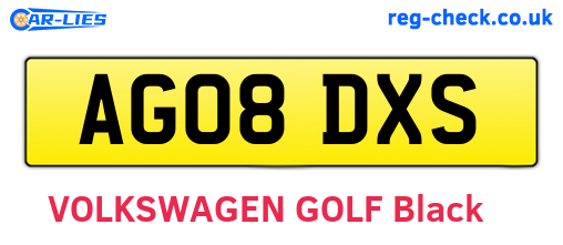 AG08DXS are the vehicle registration plates.
