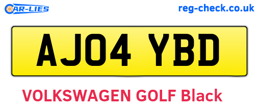 AJ04YBD are the vehicle registration plates.