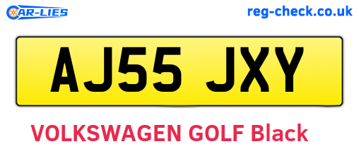 AJ55JXY are the vehicle registration plates.