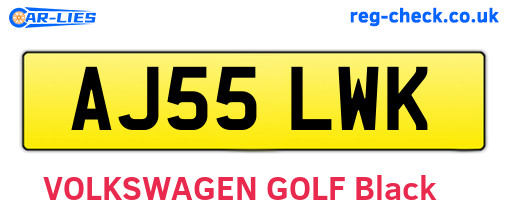 AJ55LWK are the vehicle registration plates.
