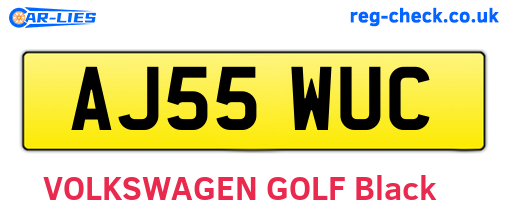 AJ55WUC are the vehicle registration plates.