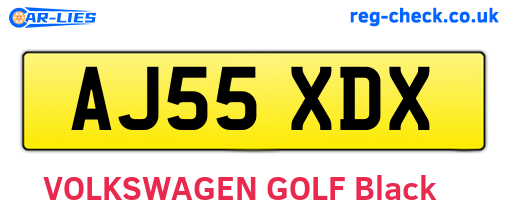 AJ55XDX are the vehicle registration plates.