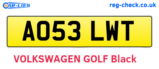 AO53LWT are the vehicle registration plates.