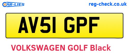AV51GPF are the vehicle registration plates.