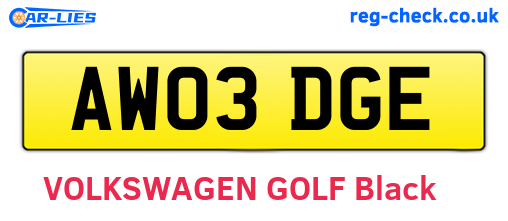 AW03DGE are the vehicle registration plates.