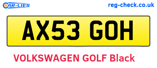 AX53GOH are the vehicle registration plates.