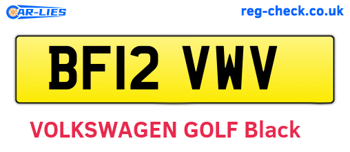 BF12VWV are the vehicle registration plates.