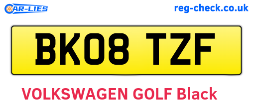 BK08TZF are the vehicle registration plates.