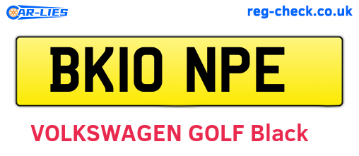 BK10NPE are the vehicle registration plates.