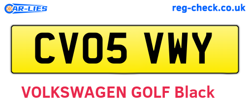 CV05VWY are the vehicle registration plates.