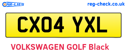 CX04YXL are the vehicle registration plates.