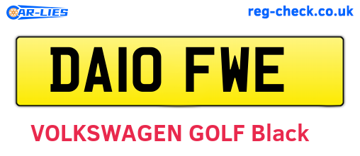 DA10FWE are the vehicle registration plates.