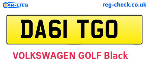 DA61TGO are the vehicle registration plates.