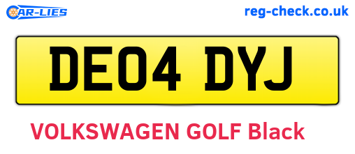 DE04DYJ are the vehicle registration plates.