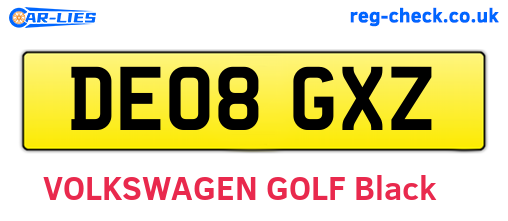 DE08GXZ are the vehicle registration plates.