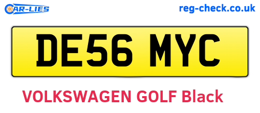 DE56MYC are the vehicle registration plates.