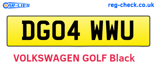 DG04WWU are the vehicle registration plates.