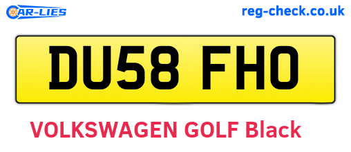 DU58FHO are the vehicle registration plates.