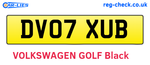 DV07XUB are the vehicle registration plates.