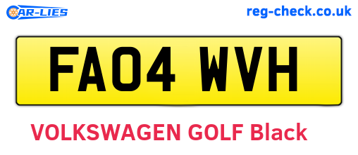 FA04WVH are the vehicle registration plates.