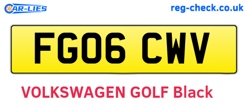 FG06CWV are the vehicle registration plates.