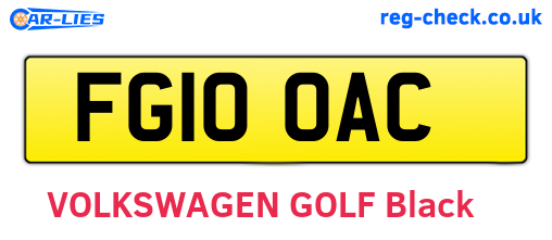 FG10OAC are the vehicle registration plates.