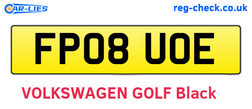FP08UOE are the vehicle registration plates.