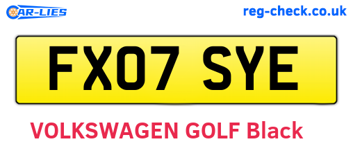 FX07SYE are the vehicle registration plates.