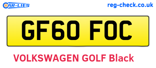 GF60FOC are the vehicle registration plates.