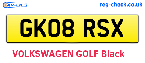 GK08RSX are the vehicle registration plates.