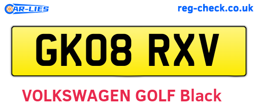 GK08RXV are the vehicle registration plates.