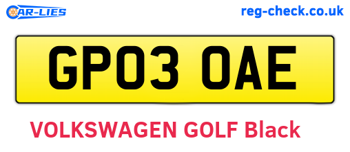 GP03OAE are the vehicle registration plates.