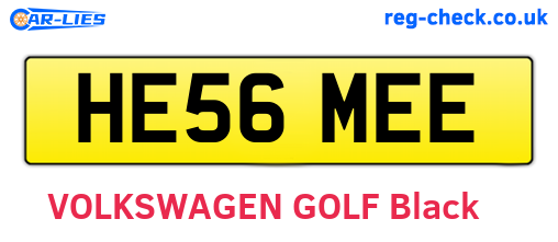 HE56MEE are the vehicle registration plates.