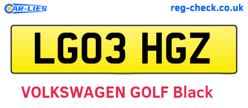 LG03HGZ are the vehicle registration plates.