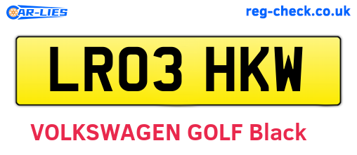 LR03HKW are the vehicle registration plates.
