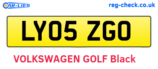 LY05ZGO are the vehicle registration plates.